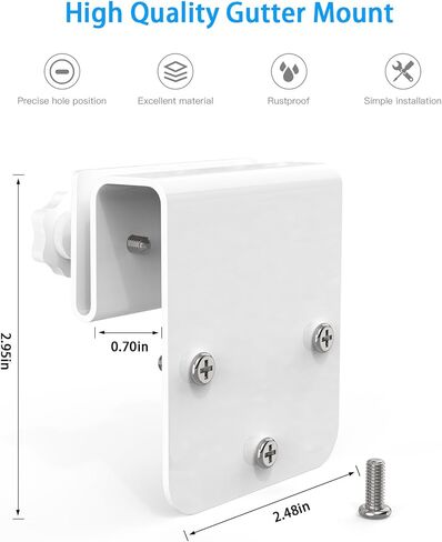 حامل تثبيت مزراب متوافق مع Eufy Security SoloCam S340، كاميرا أمان تعمل بالطاقة الشمسية (عبوتان - أبيض) in Kuwait