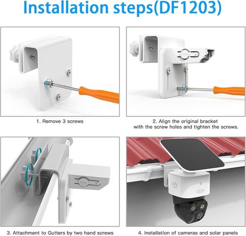 حامل تثبيت مزراب متوافق مع Eufy Security SoloCam S340، كاميرا أمان تعمل بالطاقة الشمسية (عبوتان - أبيض) in Kuwait
