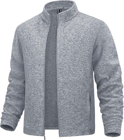 MAGCOMSEN Men's Full Zip Fleece Jacket Lightweight Stand Collar Jackets Soft Warm Windproof Casual Coats with Zipper Pockets in Saudi Arabia