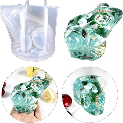 قالب سيليكون ضفدع زينة ضفدع قالب سيليكون أبيض ثلاثي الأبعاد ضفادع حيوانات قالب راتنجات الإيبوكسي لصنع شموع المنزل وسطح المكتب بنفسك in Kuwait