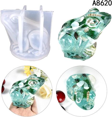 قالب سيليكون ضفدع زينة ضفدع قالب سيليكون أبيض ثلاثي الأبعاد ضفادع حيوانات قالب راتنجات الإيبوكسي لصنع شموع المنزل وسطح المكتب بنفسك in Kuwait