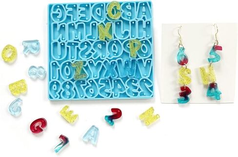 Szecl قالب أقراط الأبجدية الصغيرة 36 ​​تجاويف رقم الرسالة قالب السيليكون مع 2 ثقب مزيج القرط قلادة سوار DIY قلادة سحر الديكور قوالب راتنجات الايبوكسي القابلة لإعادة الاستخدام أداة صنع المجوهرات in Kuwait