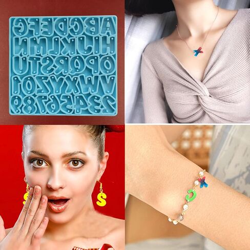 Szecl قالب أقراط الأبجدية الصغيرة 36 ​​تجاويف رقم الرسالة قالب السيليكون مع 2 ثقب مزيج القرط قلادة سوار DIY قلادة سحر الديكور قوالب راتنجات الايبوكسي القابلة لإعادة الاستخدام أداة صنع المجوهرات in Kuwait