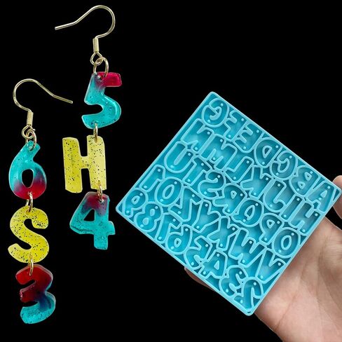 Szecl قالب أقراط الأبجدية الصغيرة 36 ​​تجاويف رقم الرسالة قالب السيليكون مع 2 ثقب مزيج القرط قلادة سوار DIY قلادة سحر الديكور قوالب راتنجات الايبوكسي القابلة لإعادة الاستخدام أداة صنع المجوهرات in Kuwait