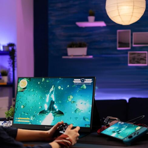 شاشة Bimawen المحمولة مقاس 17.3 بوصة 2K IPS 2560x1440 100% sRGB HDR FHD FreeSync، شاشة HDMI USB من النوع C، PS4/Switch/PC/Mac/متوافق، مكبر صوت مدمج (1440 بكسل) in Saudi Arabia