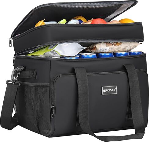 Insulated Soft Cooler Bag, Large Ice Coolers Soft Sided Ice Chest for Beach, Camping, Car, Collapsible and Portable, 42L, 60Cans, Black in Saudi Arabia