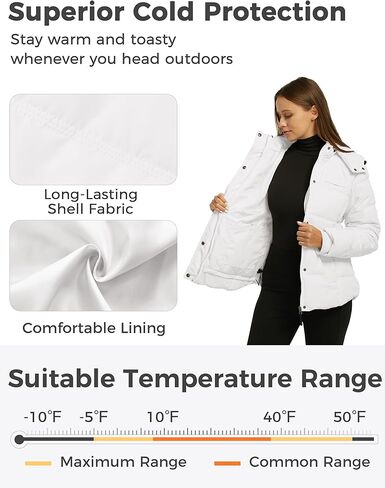 Wantdo Women's Hooded Warm Winter Coat Quilted Thicken Puffer Jacket with Removable Hood in Kuwait