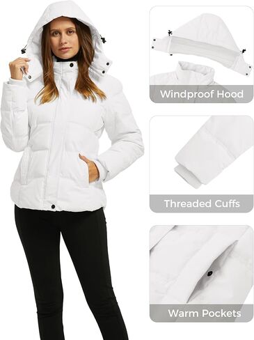 Wantdo Women's Hooded Warm Winter Coat Quilted Thicken Puffer Jacket with Removable Hood in Kuwait
