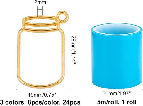 OLYCRAFT 24pcs Bottle Open Back Bezel Pendants with Seamless Paper Tape Golden Oval Flower Ring Teardrop Triangle Heart Geometry Bezel Pendants Bezel Charms Zinc Alloy Frame Pendants for Resin Jewelry in Saudi Arabia