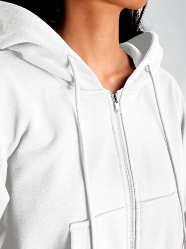 Trendy Queen Hoodies for Women Full Zip Up Cropped Sweatshirts Casual Hooded Pullover Sweaters Tops Fall Winter Clothes 2023 in Saudi Arabia