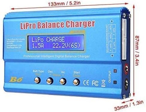 شاحن Fafeicy RC، شاحن توازن Lipo B6 80W مفرغ شاحن توازن LCD رقمي، شاحن توازن RC مناسب لبطارية LLiPo NiMH RC (بدون قابس) in Saudi Arabia