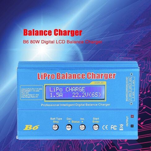 شاحن Fafeicy RC، شاحن توازن Lipo B6 80W مفرغ شاحن توازن LCD رقمي، شاحن توازن RC مناسب لبطارية LLiPo NiMH RC (بدون قابس) in Saudi Arabia
