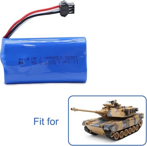 fisca 7.4V 1500mAh Spare Rechargeable Li-ion High-Capacity Battery Pack with USB Charger 1/18 RC M1A2 Tank in Kuwait
