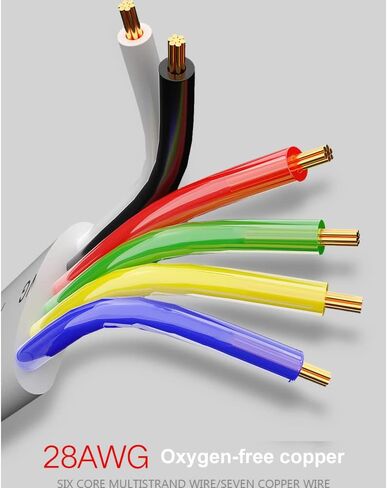 100M(328ft) Pure Copper Multi-Strand Telephone Line RJ11 Communication 6-Core Indoor Connecting Line Flat Line, White in Saudi Arabia