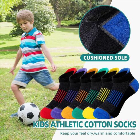 Kids Boys Ankle Socks Low Cut Athletic Cotton Sport Socks For Little Boys 6 Pairs in Kuwait