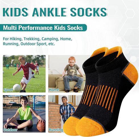 Kids Boys Ankle Socks Low Cut Athletic Cotton Sport Socks For Little Boys 6 Pairs in Kuwait