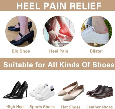Heel Grips for Men and Women, 2 Pairs 2 in 1 Heel Grips Liner Cushions Inserts Metatarsal Pads Ball of Foot Cushions Shoe Pads Insoles Filler Improved Shoe Fit Heel Pads for Shoes (Black) in Saudi Arabia