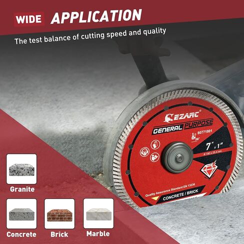 EZARC 7 inch Diamond Blade, Turbo Diamond Saw Blades for Angle Grinder, 7" Stone Blade for Fast Cutting Porcelain Ceramic Granite Marble Brick(1-Pack) in Saudi Arabia