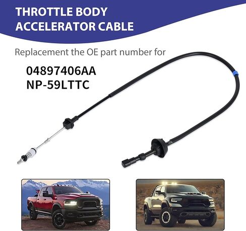 كابل تسريع جسم الخانق متوافق مع 1994-1998 دودج رام 2500 3500 لمحرك الديزل 5.9L L6 12 صمام توربو الكمون، استبدال 04897406AA 0489 7406 AA NP-59LTTC كابل الخانق in Kuwait