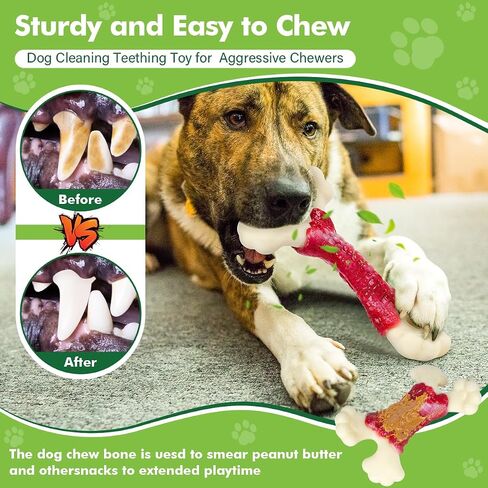 Dog Toys for Aggressive Chewers, Dog Toys for Large Dogs, Indestructible Dog Bones for Aggressive Chewers, Tough and Durable Dog Chew Toy, Real Bacon & Beef Flavors in Saudi Arabia