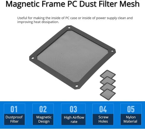 120x120mm PC Dust Filter, 5Pcs PC Case PVC Magnetic Frame Dust Filter Mesh, Dustproof Computer Case Cover PC Cooler Fan Filter in Kuwait
