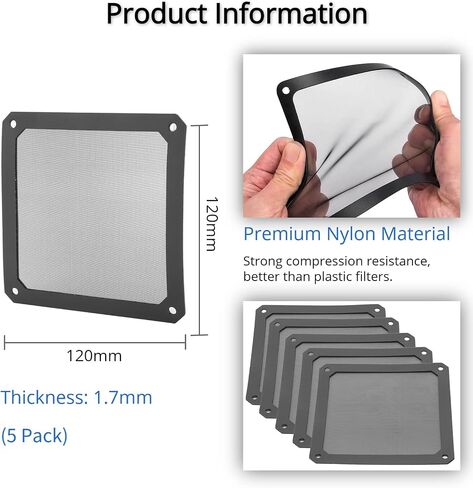 120x120mm PC Dust Filter, 5Pcs PC Case PVC Magnetic Frame Dust Filter Mesh, Dustproof Computer Case Cover PC Cooler Fan Filter in Kuwait
