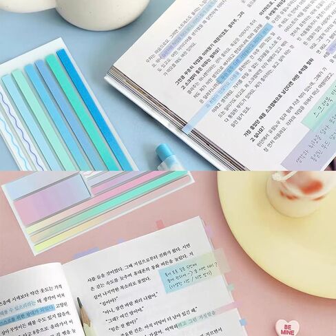 1400-Piece Transparent Highlighter Tape, Long Bright Strips, Page Markers, Index Labels, Sticky Notes - Reusable, Perfect for Book Annotations - Office & School Supplies in Kuwait