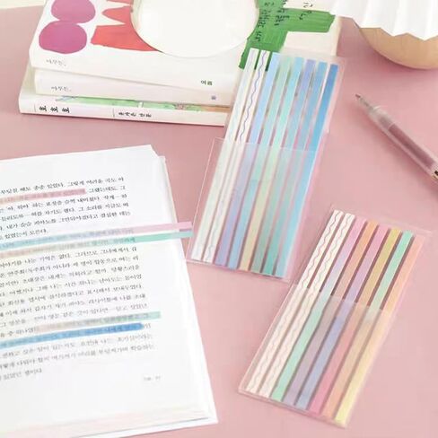 1400-Piece Transparent Highlighter Tape, Long Bright Strips, Page Markers, Index Labels, Sticky Notes - Reusable, Perfect for Book Annotations - Office & School Supplies in Kuwait