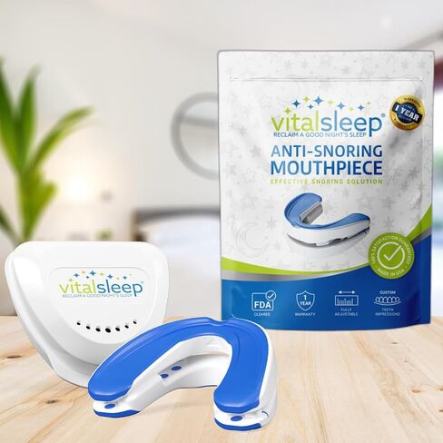 واقيات الفم المضادة للشخير من VitalSleep، مقاسات رجالية، قطعتين، جهاز شخير قابل للتعديل، حل للشخير مصنوع في الولايات المتحدة الأمريكية، واقي الفم للشخير من أجل نوم أفضل in Saudi Arabia