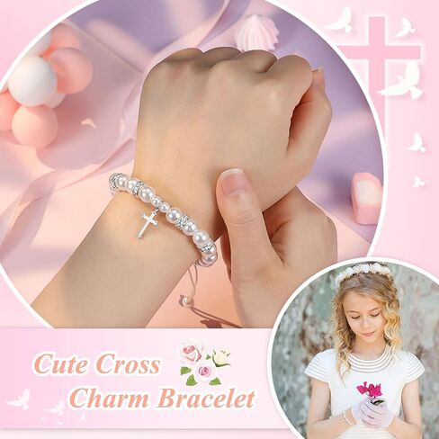 UNGENT THEM Baptism Gifts for Girl, First Communion Gifts Bracelets for Girls, Cross Bracelet in Saudi Arabia