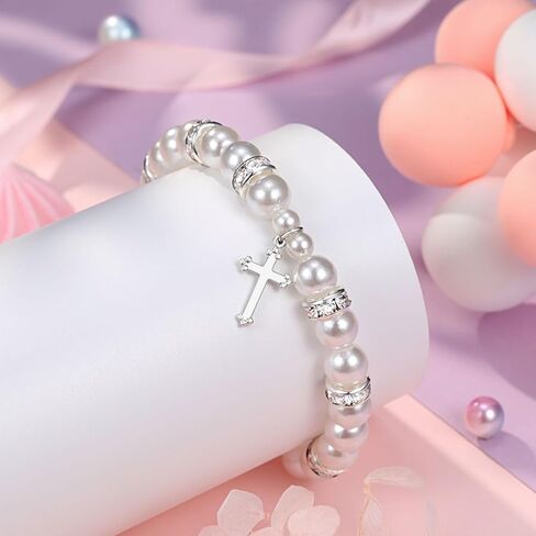 UNGENT THEM Baptism Gifts for Girl, First Communion Gifts Bracelets for Girls, Cross Bracelet in Saudi Arabia