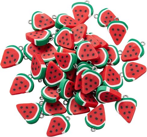 100 قطعة من LiQunSweet طين بوليمر صغير من شرائح فاكهة البطيخ المائي دلايات البطيخ الساحرة لصنع سلسلة المفاتيح ونتائج الصناعة اليدوية - 17 ~ 22 مم in Saudi Arabia
