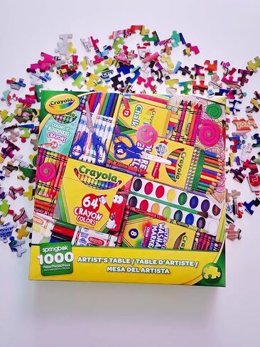 Springbok's 1000 Piece Jigsaw Puzzle Crayola Artist's Table - Made in USA in Saudi Arabia