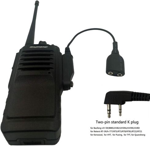 استبدال محول كابل الصوت DONG Walkie Talkie لـ Baofeng BF-9700 A-58 UV-XR UV-5S GT-3WP UV-9R Plus متوافق مع منفذ سماعة الرأس K Interface 2Pin UV-5R in Kuwait