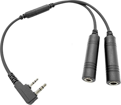 GA Dual Plugs General Aviation Headset Twin Jacks Helicopter Headphone Adapter Connector Cable (3/16" Mic Jack and 1/4" Speaker Jack) to K1 2-Pin Radio Walkie Talkie Extension Cord in Saudi Arabia