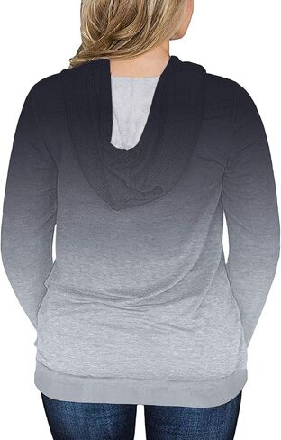 VISLILY Women-Plus-Size-Hoodies-Sweatshirts Color Block Tops with Pockets XL-4XL in Kuwait