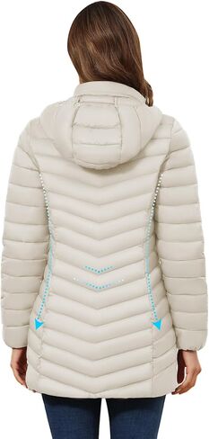 ROYAL MATRIX Women's Packable Puffer Coat - Lightweight Puffer Jacket Winter Warm Long Puffer Coat with Detachable Hood in Kuwait