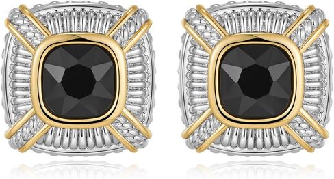 LILIE&WHITE Two Tone Stud Earrings For Women Boho Earrings Bohemian Earrings Gold Stud Earrings Fashion Earrings Gift Earrings Shiny Crystal Earrings in Saudi Arabia