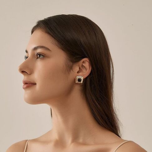 LILIE&WHITE Two Tone Stud Earrings For Women Boho Earrings Bohemian Earrings Gold Stud Earrings Fashion Earrings Gift Earrings Shiny Crystal Earrings in Saudi Arabia