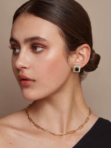 LILIE&WHITE Two Tone Stud Earrings For Women Boho Earrings Bohemian Earrings Gold Stud Earrings Fashion Earrings Gift Earrings Shiny Crystal Earrings in Saudi Arabia