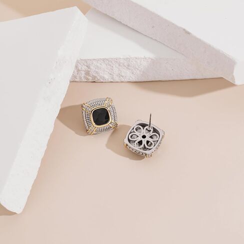 LILIE&WHITE Two Tone Stud Earrings For Women Boho Earrings Bohemian Earrings Gold Stud Earrings Fashion Earrings Gift Earrings Shiny Crystal Earrings in Saudi Arabia