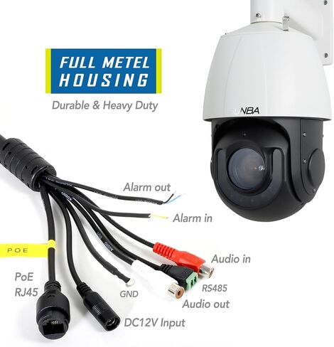 SUNBA 5MP Outdoor PTZ POE+ AI IP Camera, 48X Optical Zoom High Speed Security Dome, Smart Auto Tracking, RTMP Streaming, Two-Way Audio, Night Vision up to 1500ft (P848, Performance Series) in Kuwait