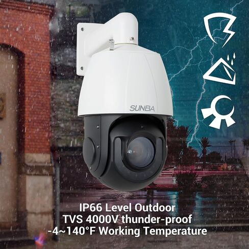 SUNBA 5MP Outdoor PTZ POE+ AI IP Camera, 48X Optical Zoom High Speed Security Dome, Smart Auto Tracking, RTMP Streaming, Two-Way Audio, Night Vision up to 1500ft (P848, Performance Series) in Kuwait