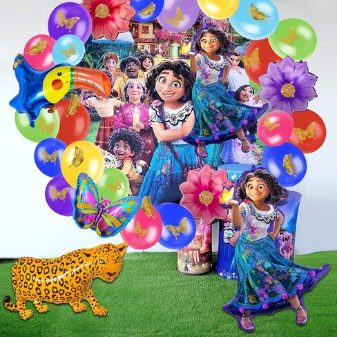 لوازم حفلات أعياد الميلاد من إنكانتو، طقم بالونات مكون من 142 قطعة، بالونات لاتكس متنوعة، بالونات رقائق زهرة ميرابيل وملصقات فراشة ذهبية ثلاثية الأبعاد لديكورات حفلات أعياد الميلاد من إنكانتو in Kuwait