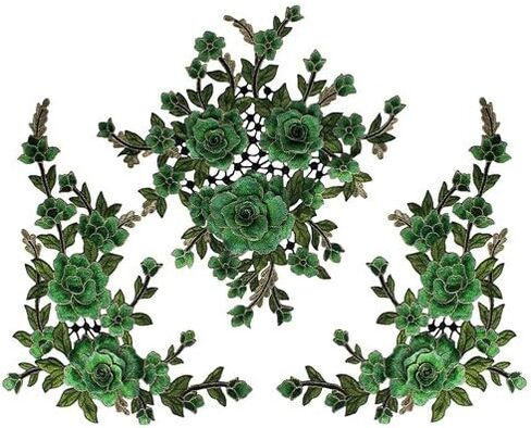 1set 3D Flower Embroidery Applique Lace Fabric Patches for Dress Garment Decorated DIY Sewing Accessories T2579 (Deep Blue) in Saudi Arabia