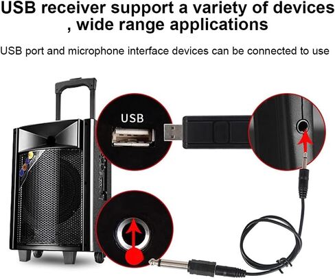 Wireless Microphone, VHF Handheld Cordless Dynamic Mic System with USB Receiver for Karaoke Wedding Party Singing Classroom in Saudi Arabia