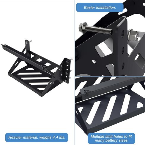 دعامة صندوق تركيب البطارية الفولاذية المعدنية شديدة التحمل - حجم قابل للتعديل - الحد الأقصى للدعم - 10.63 بوصة × 7.06 بوصة × 7.5 بوصة - قوي ومقاوم للصدأ وسهل التركيب in Kuwait