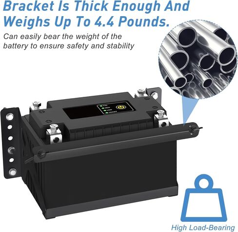 دعامة صندوق تركيب البطارية الفولاذية المعدنية شديدة التحمل - حجم قابل للتعديل - الحد الأقصى للدعم - 10.63 بوصة × 7.06 بوصة × 7.5 بوصة - قوي ومقاوم للصدأ وسهل التركيب in Kuwait