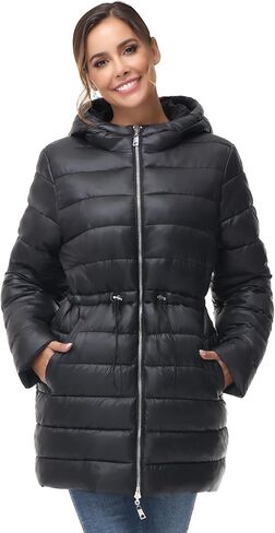 خيار آخر للنساء سترة منتفخة بغطاء للرأس دافئة وخفيفة الوزن ومبطنة وقابلة للتعبئة معطف منتفخ ملابس خارجية in Kuwait