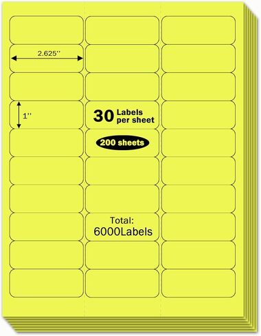 1" x 2-5/8" Premium Green Colored Shipping Address Labels Sticker Papers for Inkjet & Laser Printer Self-Adhesive Mailing Labels Writable Tags, 8.5"×11" 30 Labels per Sheet in Saudi Arabia